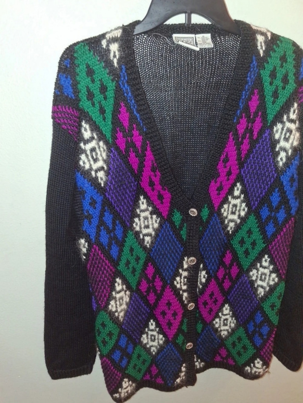 Original Ragg Geometric Wool Blend Cardigan Size Medium